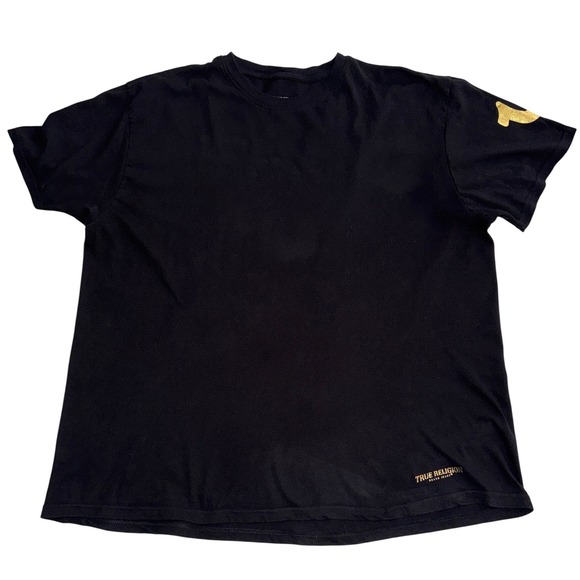 True Religion Other - True Religion Black Cotton T Shirt Men's Extra Large Gold Logo Tee